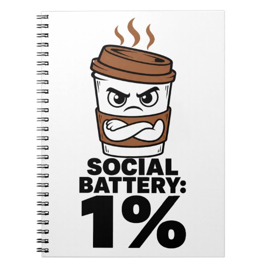 Sociale Batterij 1% Grappig Introvert Dagboek Notitieboek (Voorkant)