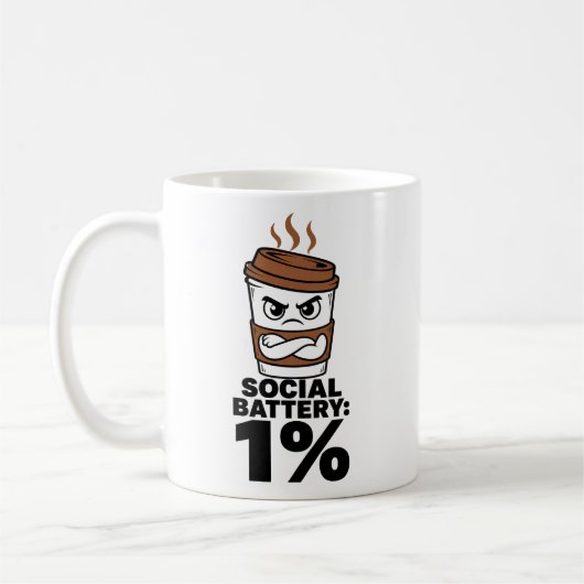 Sociale Batterij 1% Mok Fun cadeau voor Introvert (Links)