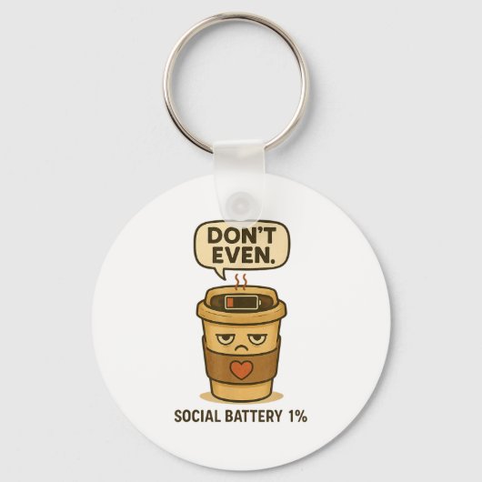 Sociale batterij 1 procent grappige koffie introve sleutelhanger (Voorkant)