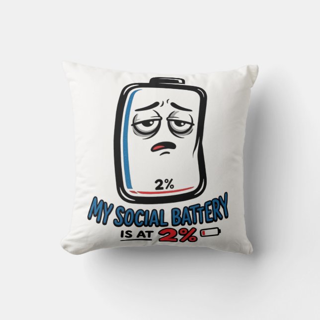 Sociale Batterij 2% - Kussen (Voorkant)