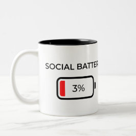 Sociale Batterij 3% - Koffiemok Tweekleurige Koffiemok