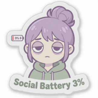 Sociale Batterij 3% Mooie Esthetische Sticker