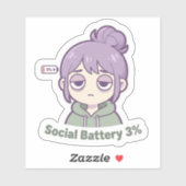 Sociale Batterij 3% Mooie Esthetische Sticker (Vel)