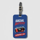 Sociale Batterij Extreem Laag – Grappige Introvert Bagagelabel (Voorkant (verticaal))
