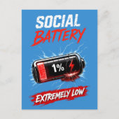 Sociale Batterij Extreem Laag – Grappige Introvert Briefkaart (Voorkant)