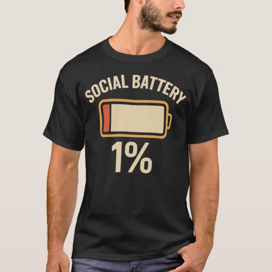 sociale batterij grappige introverte sociale praat t-shirt (Voorkant)
