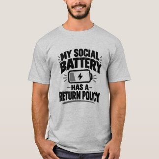 Sociale Batterij Humor Mijn Sociale Batterij Keert T-shirt
