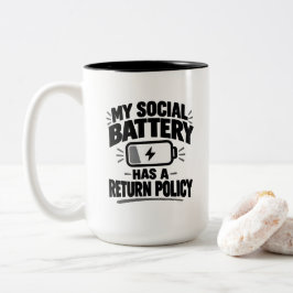 Sociale Batterij Humor Mijn Sociale Batterij Keert Tweekleurige Koffiemok