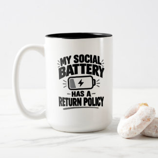 Sociale Batterij Humor Mijn Sociale Batterij Keert Tweekleurige Koffiemok