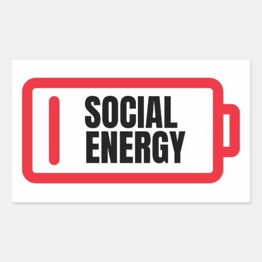 Sociale batterij Introvert. Rechthoekige Sticker (Voorkant)