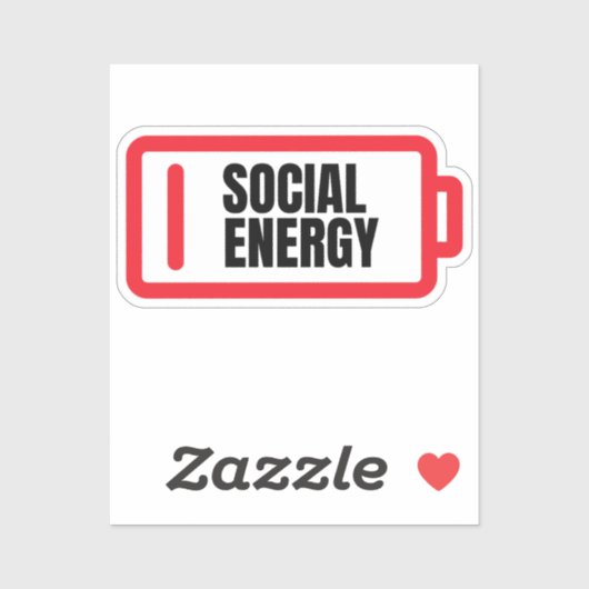 Sociale batterij Introvert. Sticker (Vel)