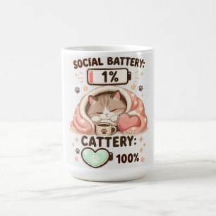 Sociale Batterij Kattenhuisje Schattige Kat Introv Koffiemok