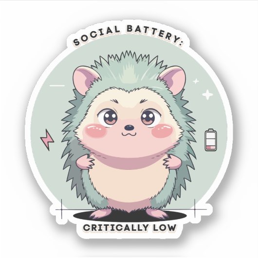 Sociale Batterij Kritiek Laag – Herkenbare Stemmin Sticker (Voorkant)