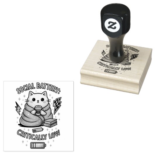 Sociale batterij kritisch... rubberstempel (Gestempeld)