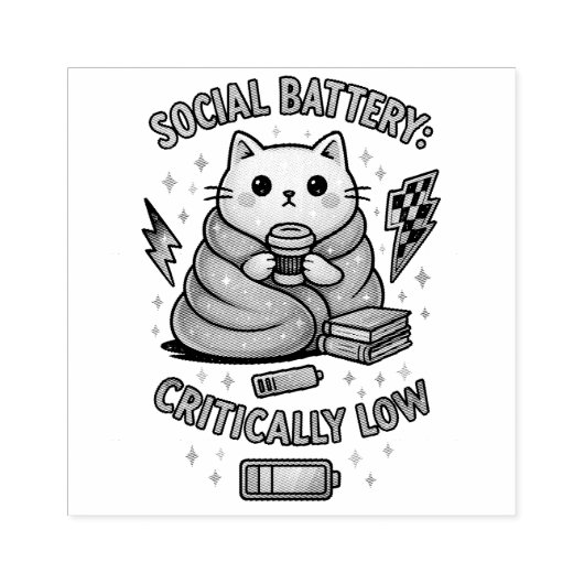 Sociale batterij kritisch... rubberstempel (Afrduk)