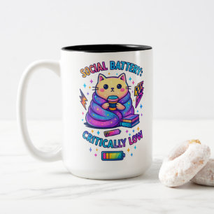 Sociale batterij kritisch... tweekleurige koffiemok