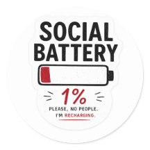 Sociale Batterij Laag Grappige Introvert Sticker |