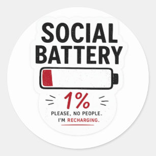 Sociale Batterij Laag Grappige Introvert Sticker