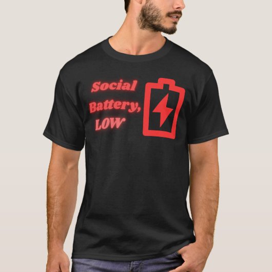 Sociale Batterij Laag Introvert Grappig Minimalist T-shirt (Voorkant)