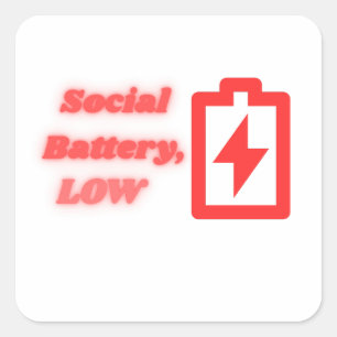 Sociale Batterij Laag Introvert Grappig Minimalist Vierkante Sticker