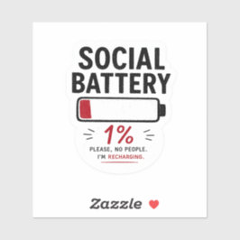 Sociale Batterij Laag Kleine Op Maat Geknipte Viny Sticker