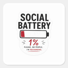 Sociale Batterij Laag Kleine Vierkante Sticker