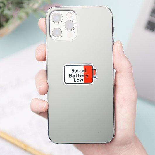Sociale batterij laag – Laptop Sticker (Telefoon)