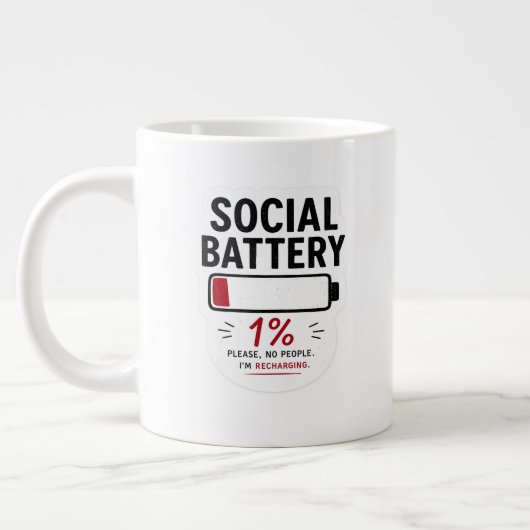 Sociale Batterij Lage Speciale Mok | Grappige Intr (Links)
