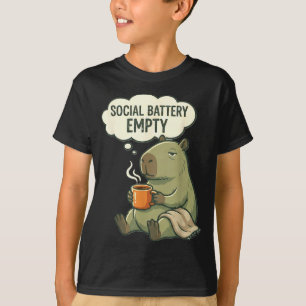 Sociale batterij leeg grappige capybara koffie t-shirt