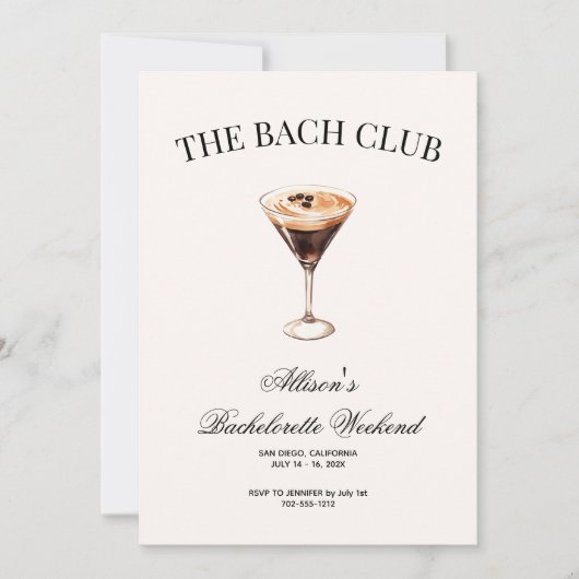 Sociale Club Espresso Cocktail Bach Reisplan en Kaart (Voorkant)
