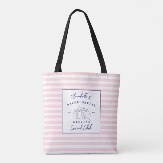 Sociale Club Preppy Bachelorette Feest Tote Bag (Achterkant)