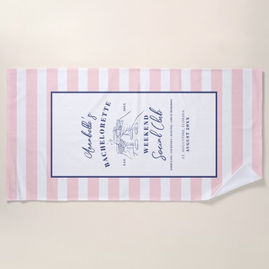 Sociale Club Preppy Bachelorette Feestje Strandlaken (Voorkant)