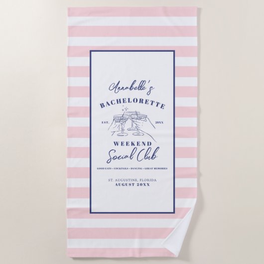 Sociale Club Preppy Bachelorette Feestje Strandlaken (Voorkant)