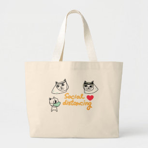 SOCIALE DISTANCERINGSCATEGORIEËN EN HOND MET MASKS GROTE TOTE BAG