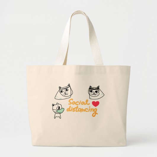 SOCIALE DISTANCERINGSCATEGORIEËN EN HOND MET MASKS GROTE TOTE BAG (Voorkant)