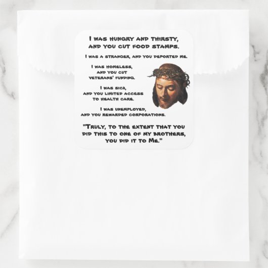 Sociale gerechtigheid Jezus Vierkante Sticker (Tas)