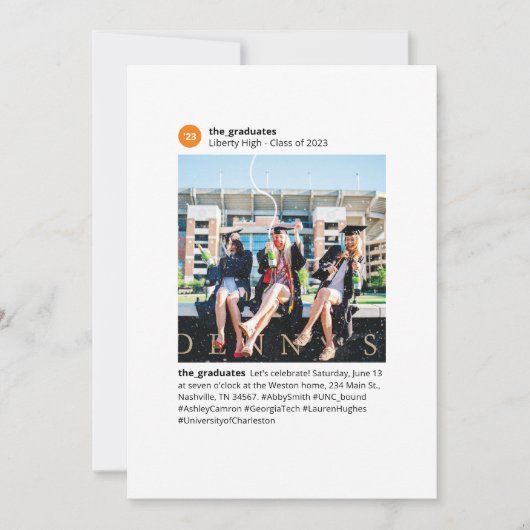 Sociale Groep Extra Foto Afstudeerder Feestuitnodi Aankondiging (Voorkant)