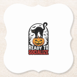 Sociale Halloween Kat Griezelsfeest Humor Design_1 Kartonnen Onderzetters