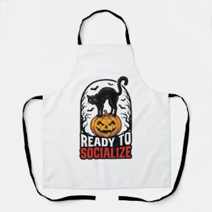 Sociale Halloween Kat Griezelsfeest Humor Design_1 Schort