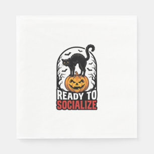 Sociale Halloween Kat Griezelsfeest Humor Design_1 Servet