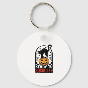 Sociale Halloween Kat Griezelsfeest Humor Design_1 Sleutelhanger