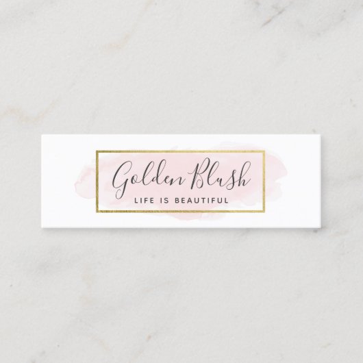 Sociale influencer Blush roze Waterverf & Gold Mini Visitekaartje (Voorkant)
