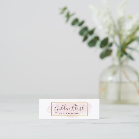 Sociale influencer Blush roze Waterverf & Gold Mini Visitekaartje (Staand voorkant)