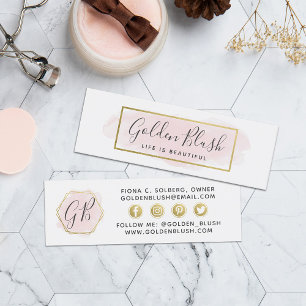 Sociale influencer Blush roze Waterverf & Gold Mini Visitekaartje