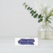 Sociale influencer Navy Blue & Gold Paint Stroke Mini Visitekaartje (Staand voorkant)