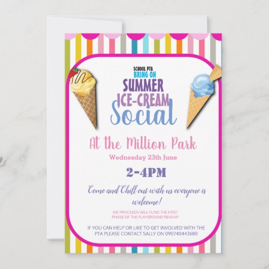 SOCIALE INVITE OF FLYER VAN ICE-CREAM KAART (Voorkant)