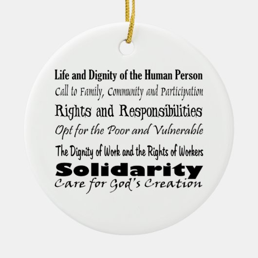 Sociale-justitiethema's met kruisevenwicht T Keramisch Ornament (Voorkant)