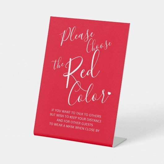 Sociale kleurendrukcursus rode bruiloft reclamebord met voetstuk (Voorkant)