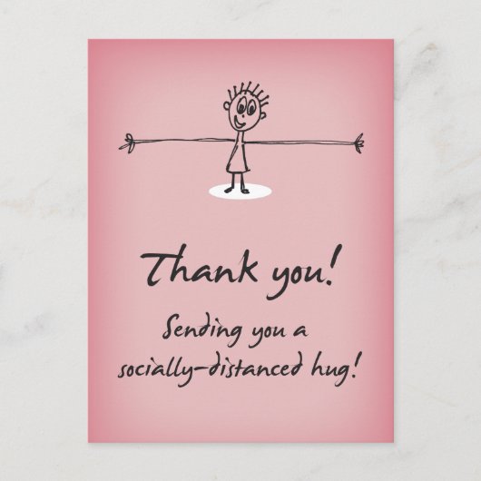 Sociale knuffel op afstand bedanken briefkaart (Voorkant)