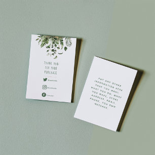 Sociale links, groene bladeren bedankt die je inbr informatiekaartje